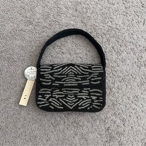 Studio 12 Beaded Black Silver Handbag Womens